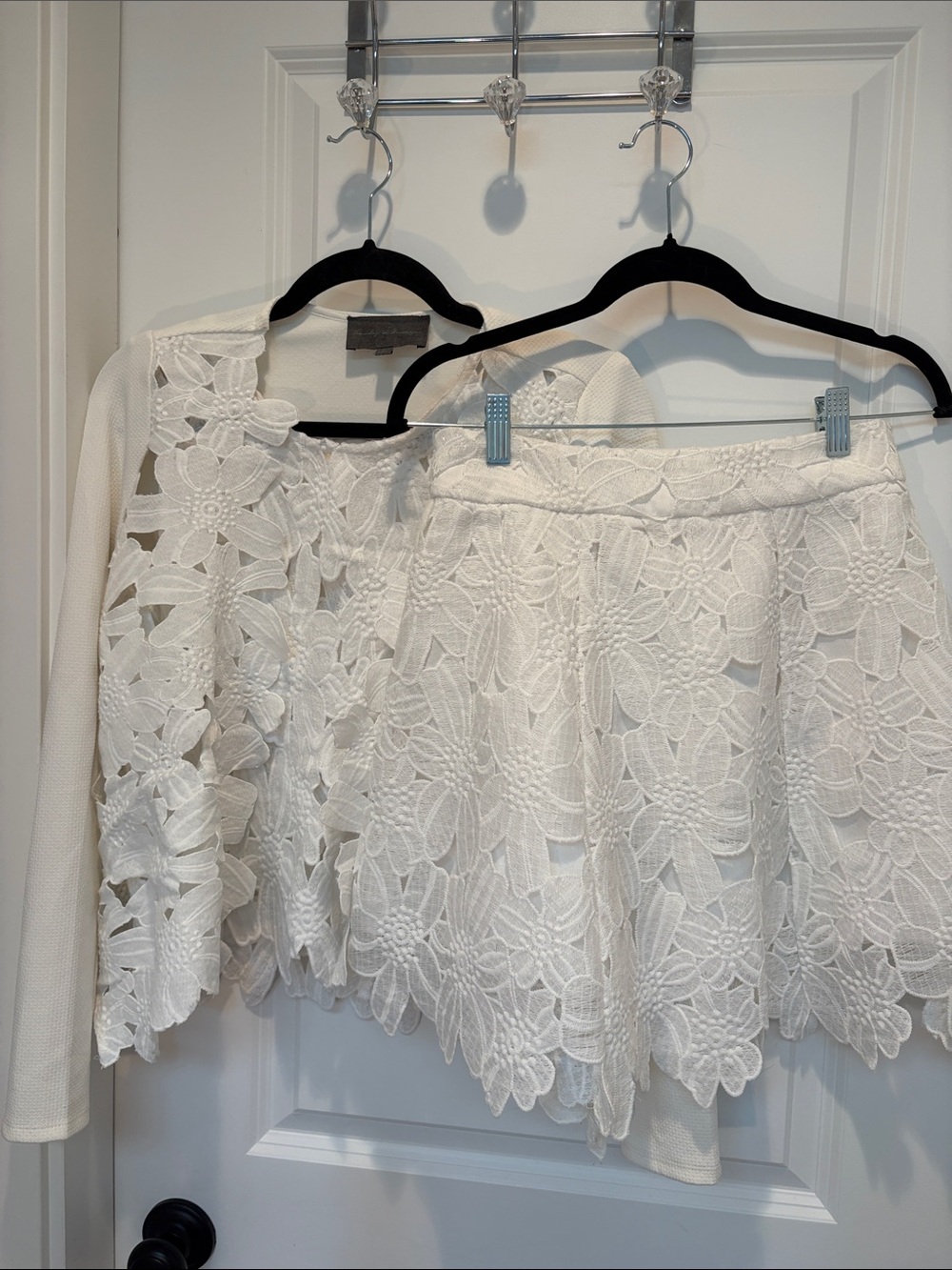 ANGL White Floral Lace 3piece Skirt Set